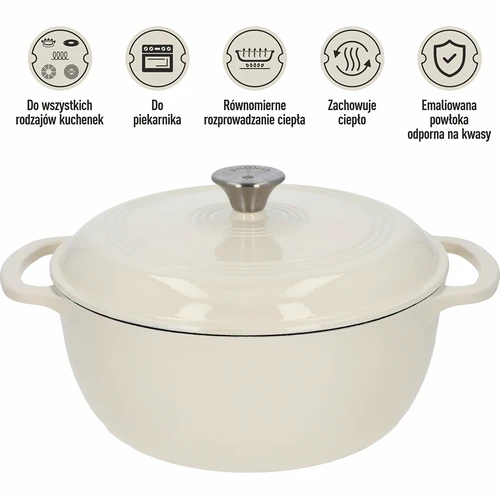 Emajlirani lijevani lonac - ecru, 5,8L - 5