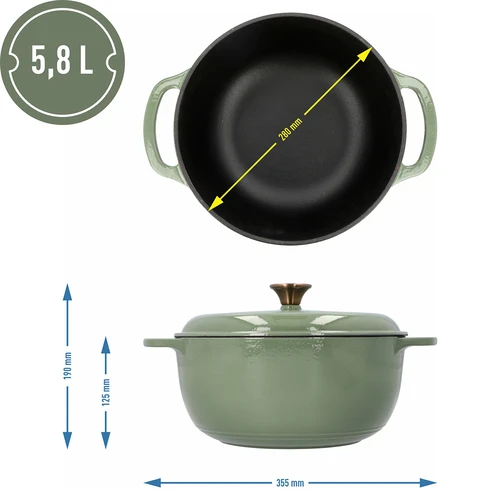 Emajlirani lijevani lonac - kadulja, 5,8L - 4
