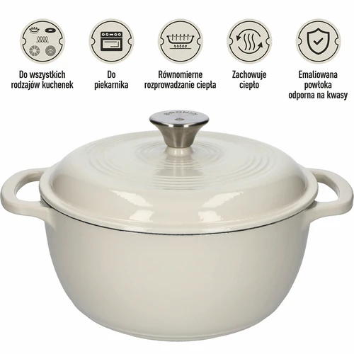 Emajlirani lonac od lijevanog željeza – ecru, 4 L - 5