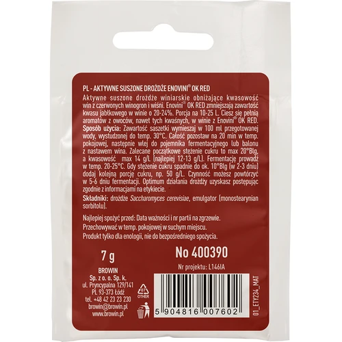 Enovini® OK RED - vinski kvasac za smanjenje kiselosti 7 g - 2