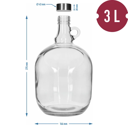 Gąsior Dama 3 L, s metalnim čepom fi 43 mm i ručkom - 5