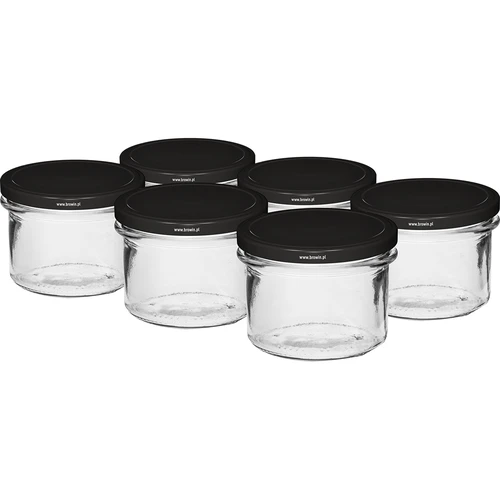 Jednostavna staklenka 235 ml (fi82) s crnim poklopcem 6 kom.  - 1 