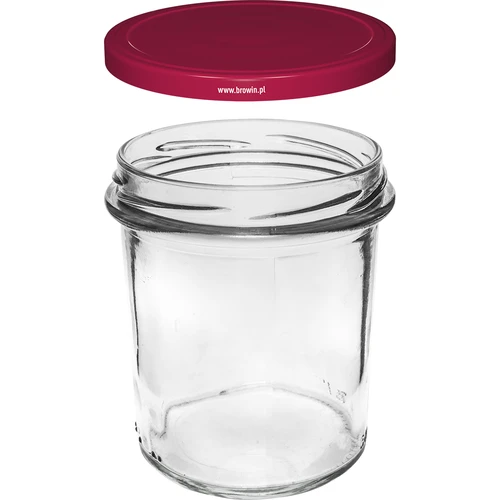 Jednostavna staklenka 350 ml (fi 82) s bordo poklopcem 6 kom. - 3