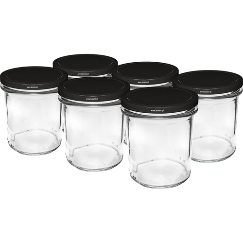 Jednostavna staklenka 350ml s crnim poklopcem fi82 - 6 kom.  - 1 