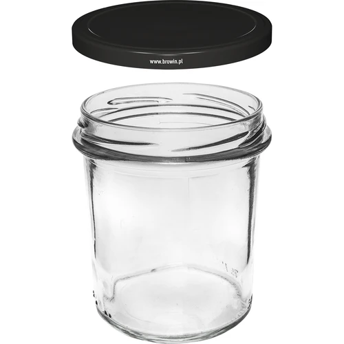 Jednostavna staklenka 350ml s crnim poklopcem fi82 - 6 kom. - 3