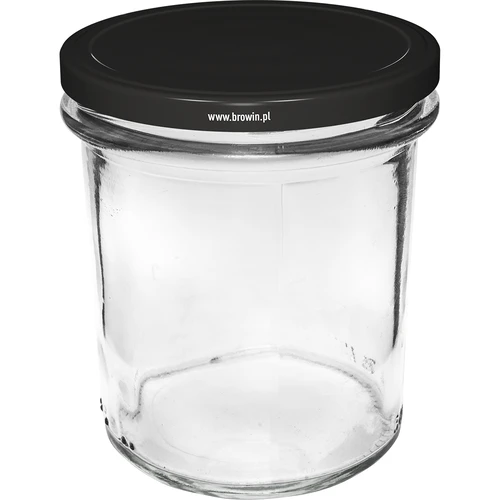 Jednostavna staklenka 350ml s crnim poklopcem fi82 - 6 kom. - 2