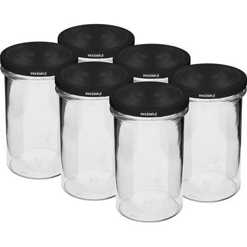 Jednostavna staklenka 545ml (fi 82) - s crnim poklopcem, 6 kom.  - 1 