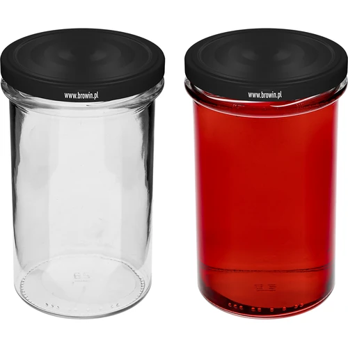 Jednostavna staklenka 545ml (fi 82) - s crnim poklopcem, 6 kom. - 5