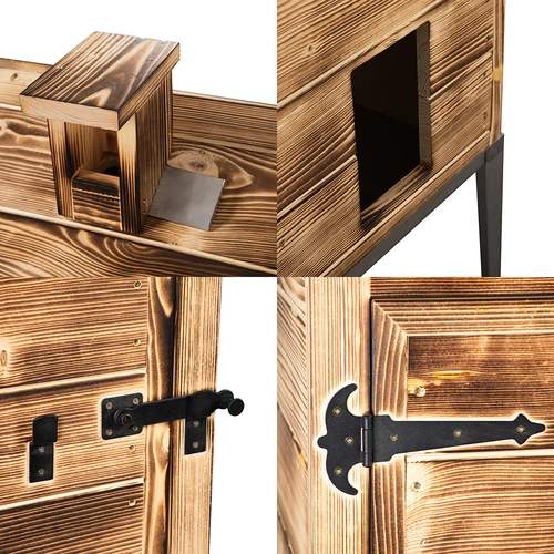 Komora za dimljenje na drva - od smrekovog drva, 200L, s postoljem od nehrđajućeg čelika - 4