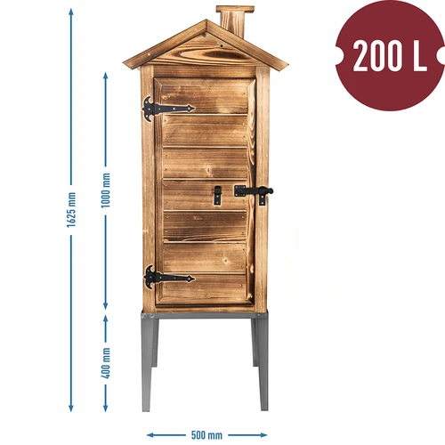 Komora za dimljenje na drva - od smrekovog drva, 200L, s postoljem od nehrđajućeg čelika - 5