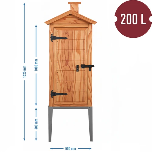 Komora za dimljenje od ariša, 200L, s postoljem od nehrđajućeg čelika - 3