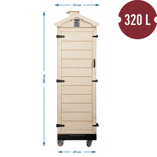 Komora za dimljenje od atestirane šperploče, bez okvira, 320L, s kotačima - 4