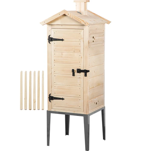 Komora za dimljenje od smrekovog drva, 200 L, s postoljem od nehrđajućeg čelika