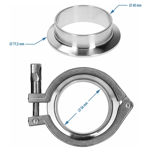 Kompletna Tri-Clamp spojka 77,5 x 60 mm - 5