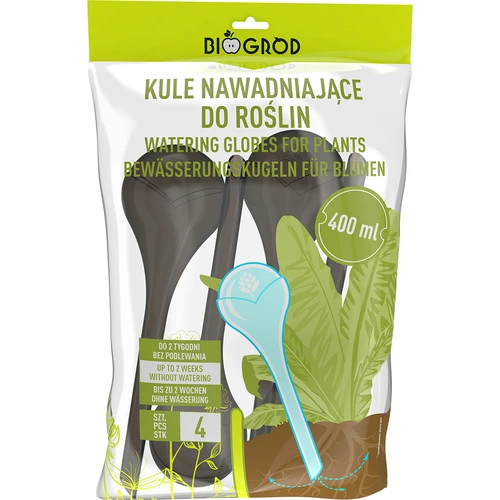 Kugle za navodnjavanje biljaka, crne prozirne, 400 ml, 4 kom. - 3
