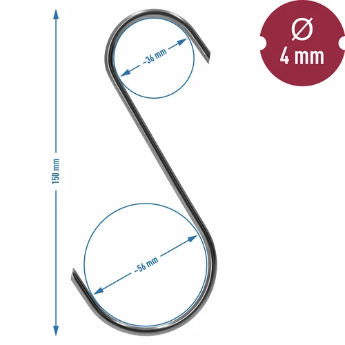 Kuke za dimljenje - S, nakošene 45° 4 mm x 150 mm, 5 kom. - 6
