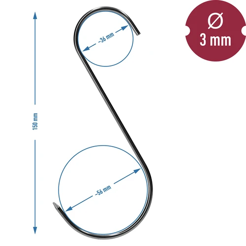 Kuke za dimljenje - S, naoštrene 3mm x 150mm 15 kom. - 7