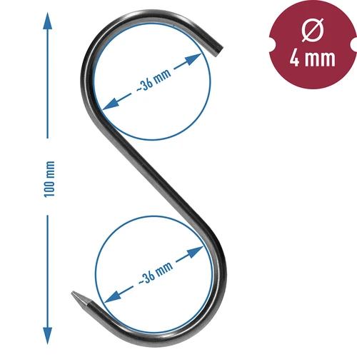 Kuke za dimljenje - S, naoštrene, 4 mm x 100 mm, 5 kom. - 6