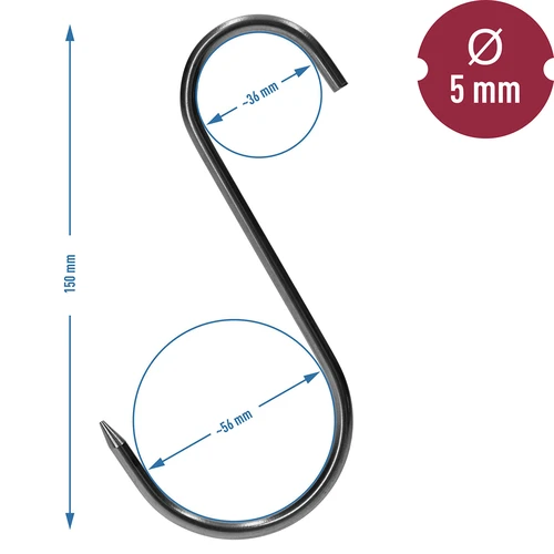 Kuke za dimljenje - S, naoštrene 5mm x 150mm 5 kom. - 7
