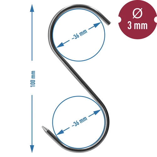 Kuke za dimljenje - S, oštrene, 3mm x 100mm 5 kom. - 6