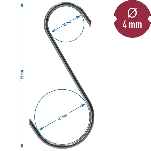Kuke za dimljenje - S, rezane 45° 4mm x 150mm 5 kom. - 7