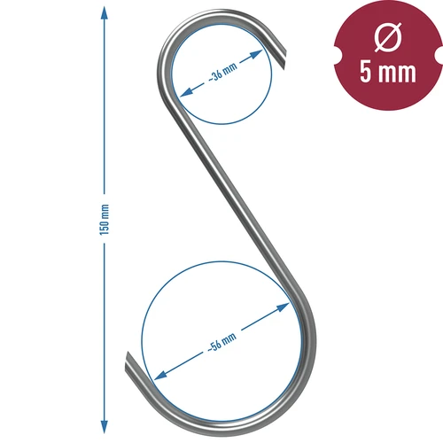 Kuke za dimljenje - S, rezane 45° 5mm x 150mm 5 kom. - 7