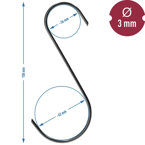 Kuke za dimljenje - S, rezane pod 45°, 3 mm x 150 mm, 5 kom. - 7