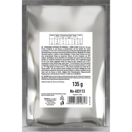 Kvasac Turbo X-Pure 21,3 %, 48 h, 25 L - 2