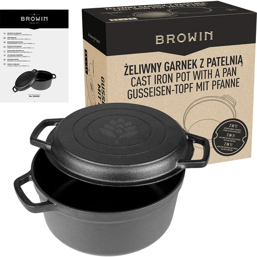 Lonac od lijevanog željeza s tavom, 5 L + 1 L - 10