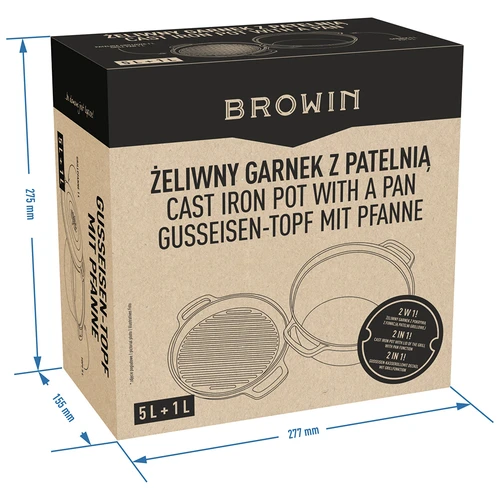 Lonac od lijevanog željeza s tavom, 5 L + 1 L - 11