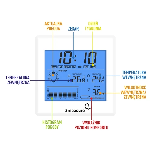 Meteorološka stanica – elektronička, osvijetljena, sonda, bijela - 5