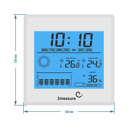 Meteorološka stanica – elektronička, osvijetljena, sonda, bijela - 7