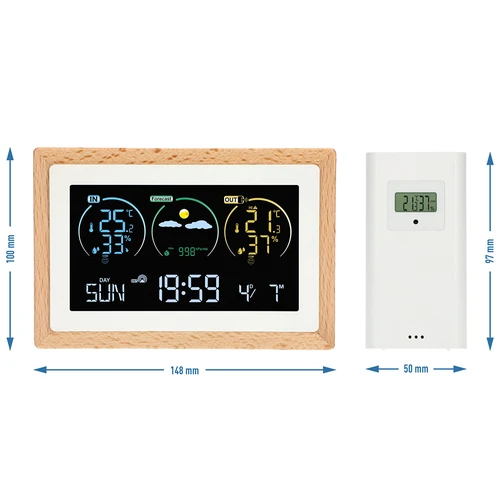 Meteorološka stanica (RCC,DCF) - elektronička, bežična, osvijetljena, senzor, bijela - 14