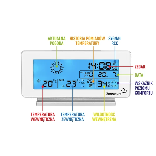 Meteorološka stanica RCC, DCF – elektronička, bežična, s osvijetljenim senzorom, bijela - 7