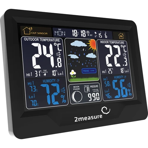 Meteorološka stanica RCC, DCF – elektronička, osvijetljena, bežična, senzor, crna - 4