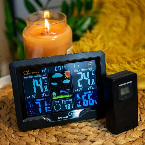 Meteorološka stanica RCC, DCF – elektronička, osvijetljena, bežična, senzor, crna - 13