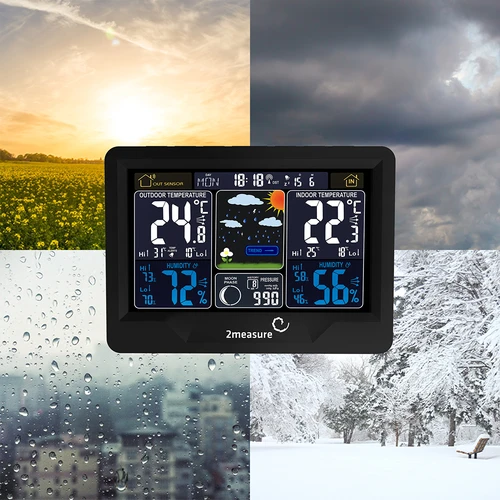 Meteorološka stanica RCC, DCF – elektronička, osvijetljena, bežična, senzor, crna - 19