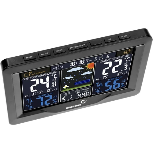Meteorološka stanica RCC, DCF – elektronička, osvijetljena, bežična, senzor, crna - 5