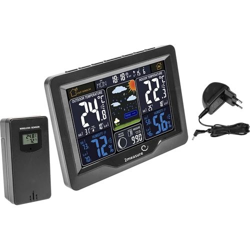 Meteorološka stanica RCC, DCF – elektronička, osvijetljena, bežična, senzor, crna  - 1 