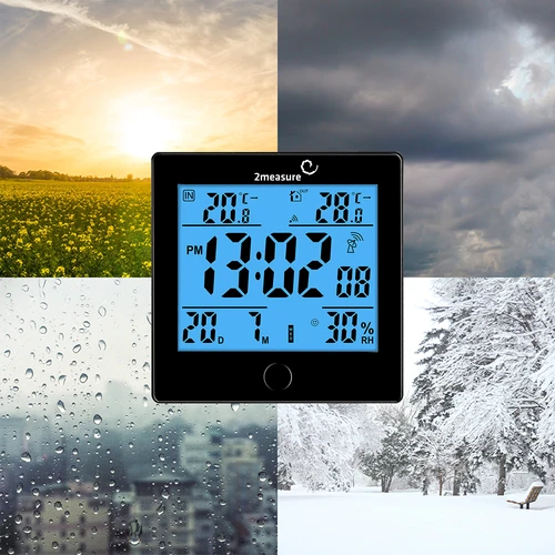 Meteorološka stanica RCC, DCF – elektronska, bežična, osvijetljeni senzor, crna - 15