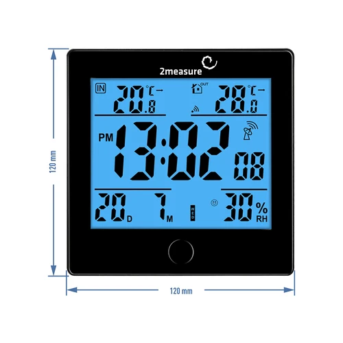 Meteorološka stanica RCC, DCF – elektronska, bežična, osvijetljeni senzor, crna - 8