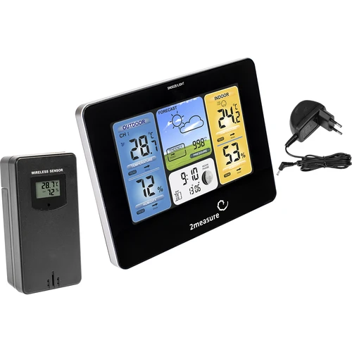 Meteorološka stanica RCC – elektronička, osvijetljena, bežična, senzor, crna  - 1 
