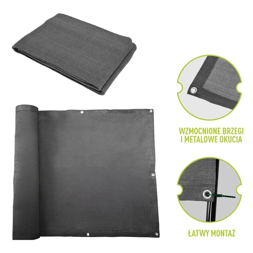 Mreža za zasjenjivanje (80%, 140 g/m2) 0,9x5 m, grafitna - 6