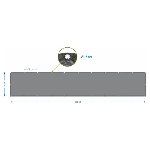 Mreža za zasjenjivanje (80%, 140 g/m2) 0,9x5 m, grafitna - 7