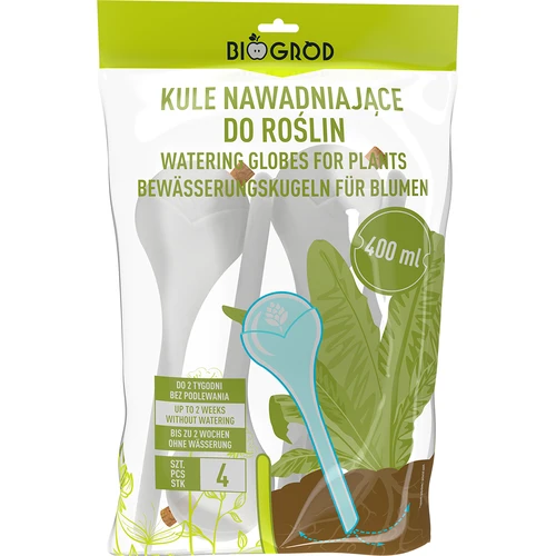 Navodnjavajuće kugle za biljke, bijele poluprozirne s čepom, 400ml, 4 kom. - 4