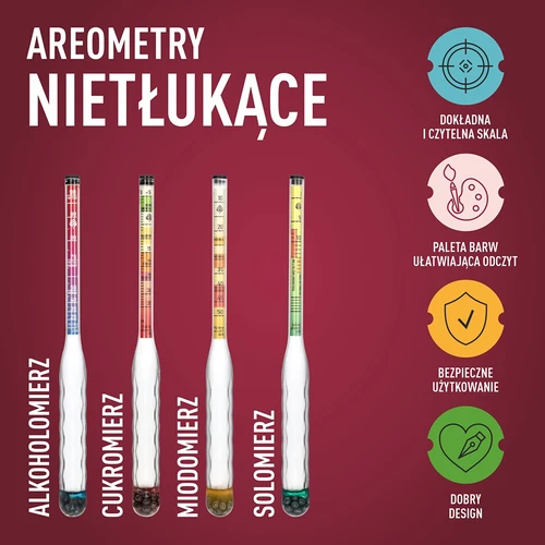 Nelomljiv areometar za medovinu s epruvetom, raspon mjerenja 10-50°Blg - 7