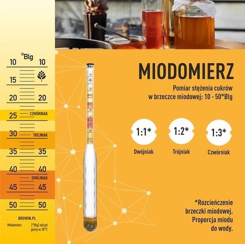 Nelomljivi mjerač meda s epruvetom, raspon mjerenja 10-50°Blg - 5