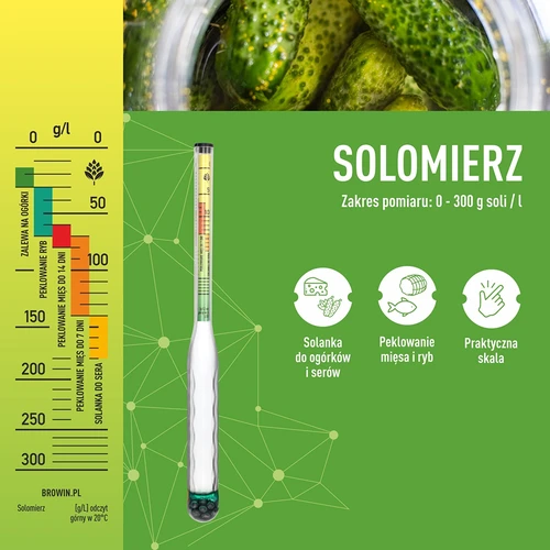 Nelomljivi solomjer s epruvetom, raspon mjerenja: 0-300 g soli/L - 5