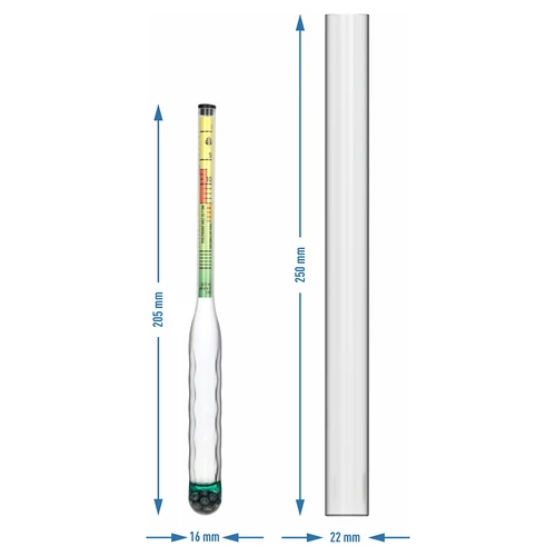 Nelomljivi solomjer s epruvetom, raspon mjerenja: 0-300 g soli/L - 4