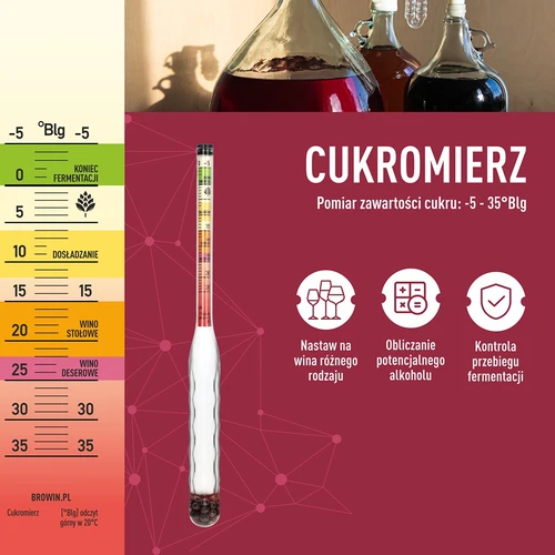 Netlomljivi šećeromjer s epruvetom, raspon mjerenja: -5-35°Blg - 5